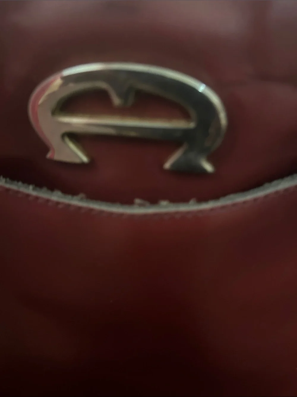 Vintage 70's Etienne Aigner Burgundy Leather Shoulder Bag with Gold Accent